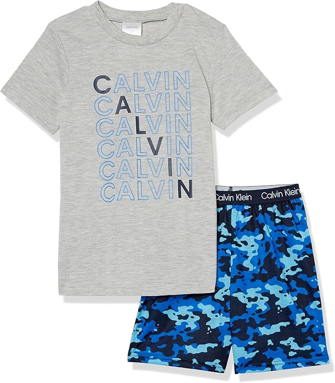 Calvin Klein Boys' Two Piece Sleepwear Top and Bottom Pajama Set