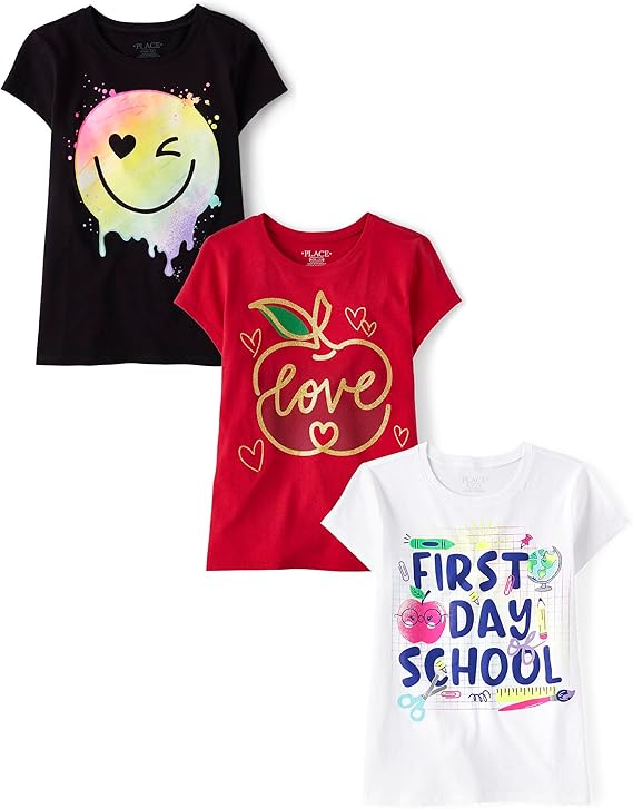 Children's Place Graphic Short-Sleeve Tees for Girls, Multipack
