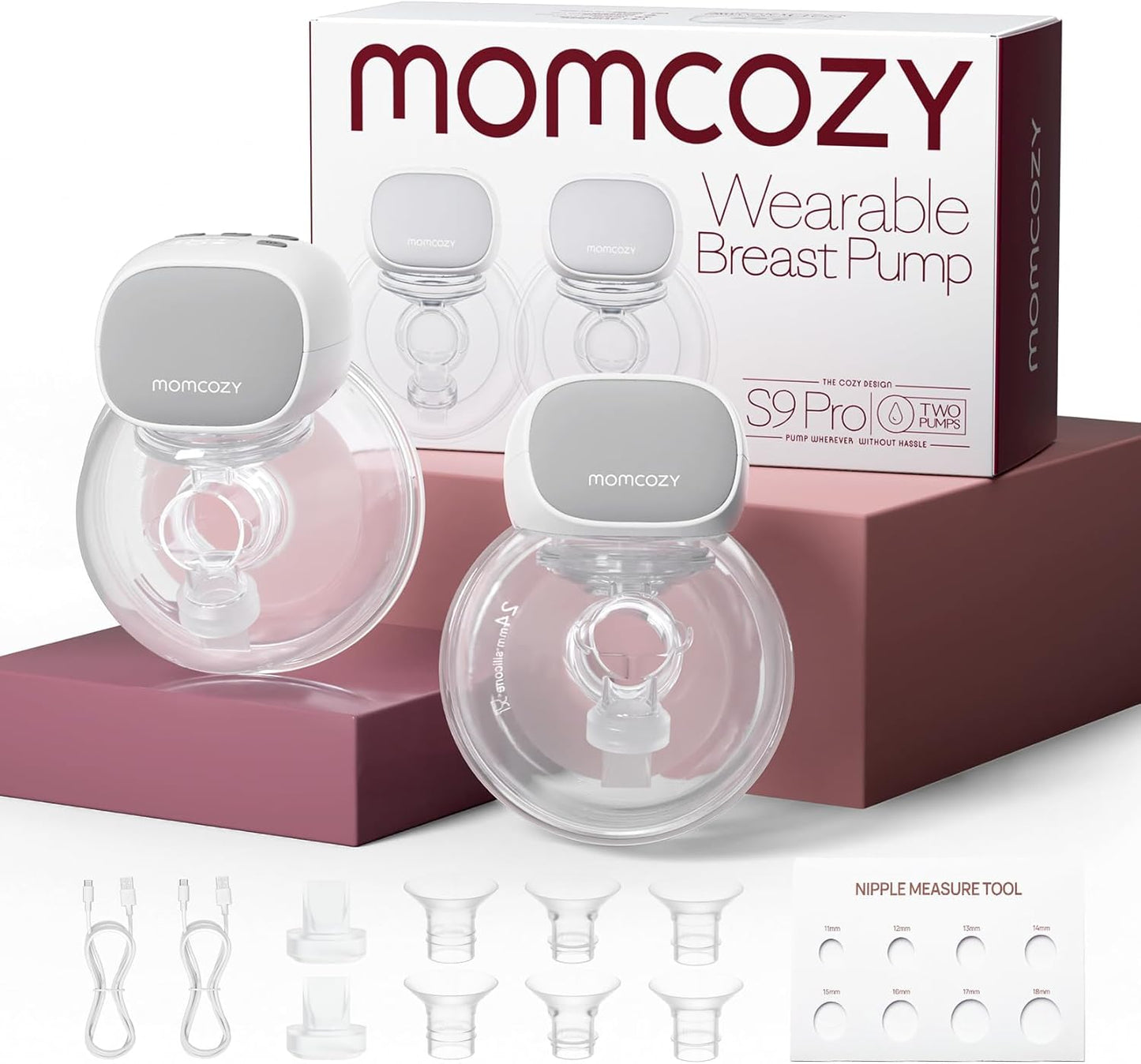Premium Momcozy Hands-Free Breast Pump M5: Portable Baby-Mouth Design, Double Shield, 3 Modes & 9 Suction Levels - Compact Electric Breastfeeding Tool (0.96 inches)