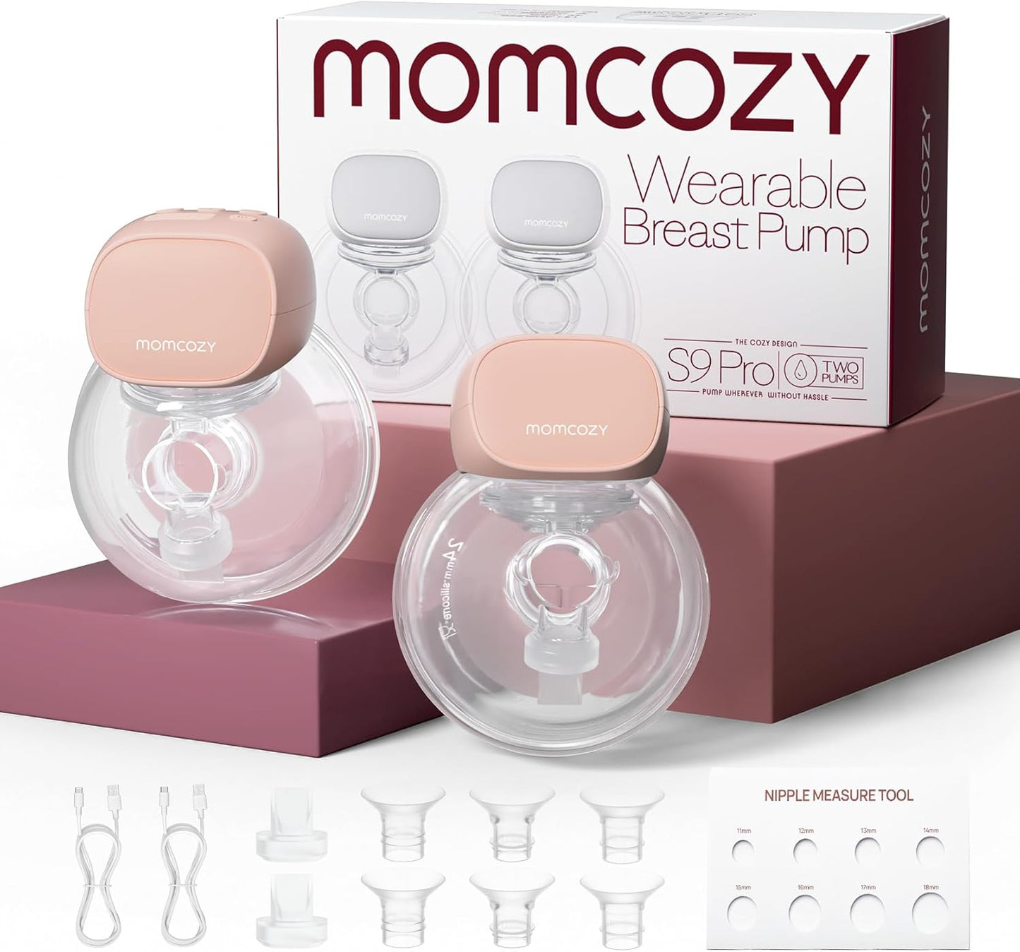 Premium Momcozy Hands-Free Breast Pump M5: Portable Baby-Mouth Design, Double Shield, 3 Modes & 9 Suction Levels - Compact Electric Breastfeeding Tool (0.96 inches)