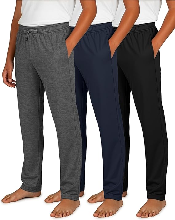 Real Essentials 3 Pack: Boys Cotton Soft Pajama Pants Kids Bottoms Pjs Youth Teen Pijamas Sleep Pyjamas Lounge para Niños