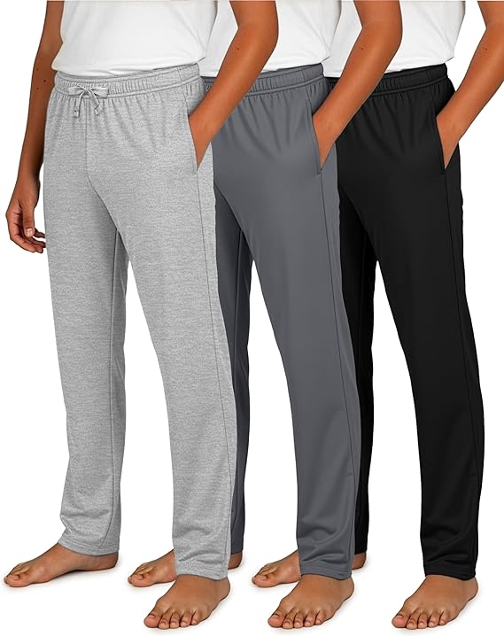 Real Essentials 3 Pack: Boys Cotton Soft Pajama Pants Kids Bottoms Pjs Youth Teen Pijamas Sleep Pyjamas Lounge para Niños