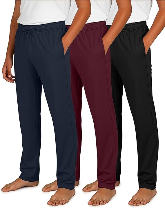 Real Essentials 3 Pack: Boys Cotton Soft Pajama Pants Kids Bottoms Pjs Youth Teen Pijamas Sleep Pyjamas Lounge para Niños