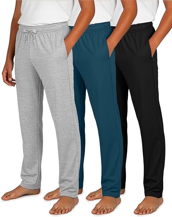 Real Essentials 3 Pack: Boys Cotton Soft Pajama Pants Kids Bottoms Pjs Youth Teen Pijamas Sleep Pyjamas Lounge para Niños
