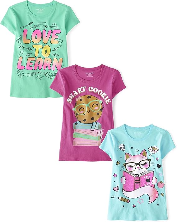 Children's Place Graphic Short-Sleeve Tees for Girls, Multipack