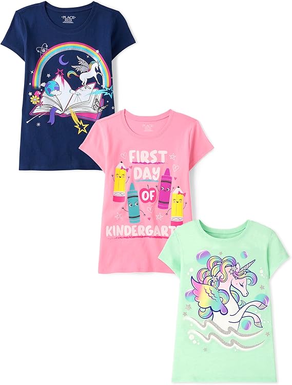 Children's Place Graphic Short-Sleeve Tees for Girls, Multipack